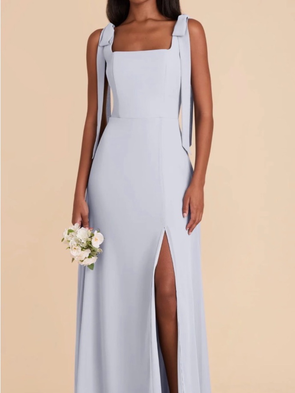 Birdy Grey NWT Ice Blue Tie-Shoulder Bridesmaid Dress with Front Slit